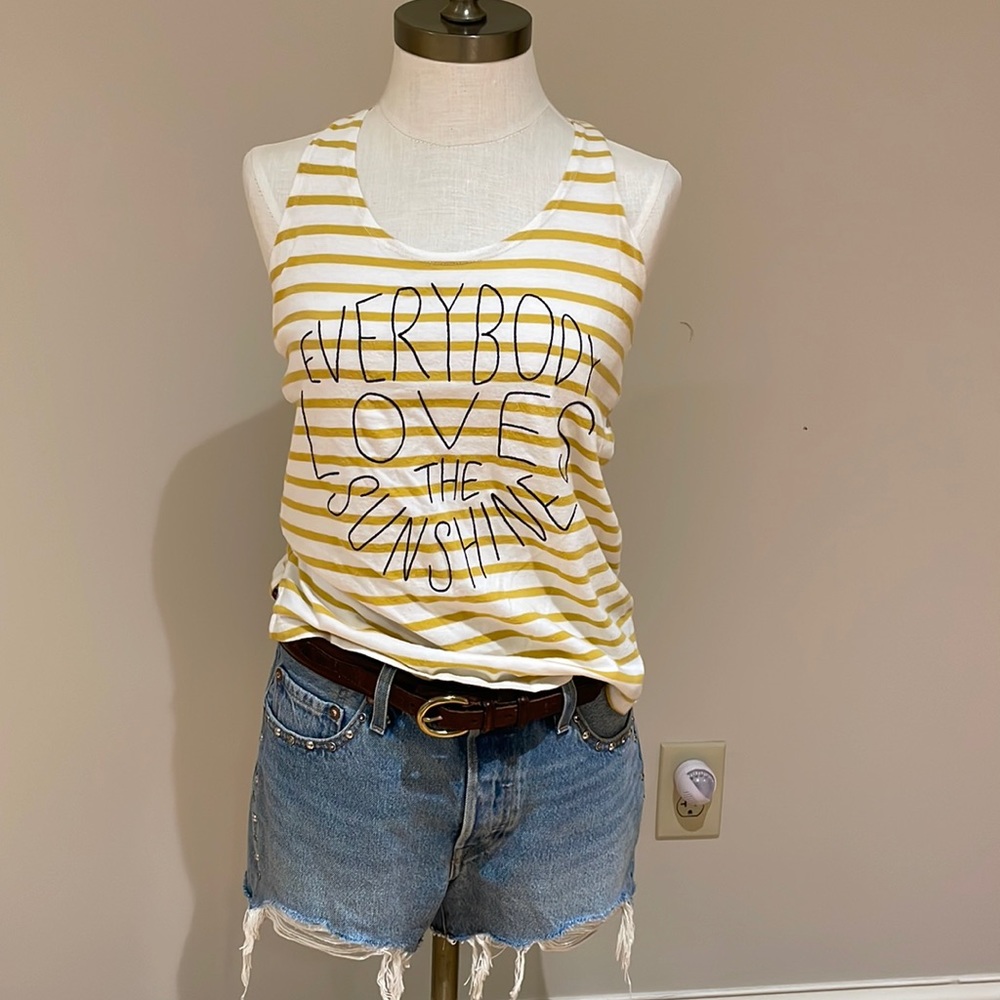 - Sundry 100% cotton yellow stripe tank “Everybody loves the sunshine “ …